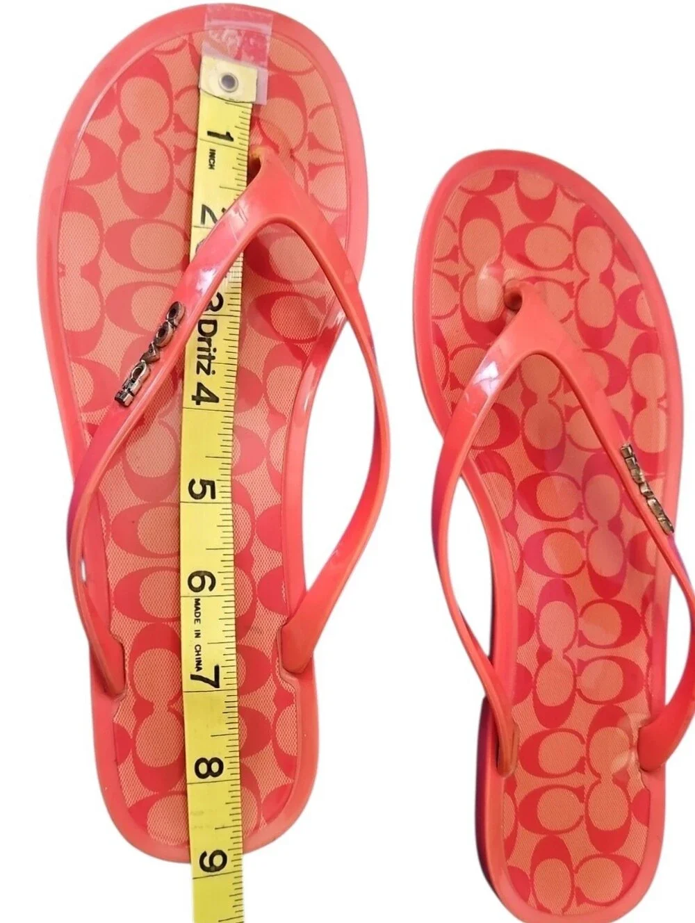 Coach Jelly Flip Flop Sandals, Coral, Size ?8